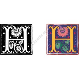 Elegant Floral Letter H Clip Art