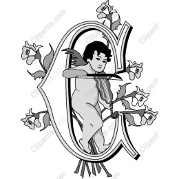 Cherub and Floral Letter C