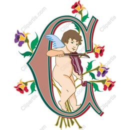 Whimsical Cherub and Floral