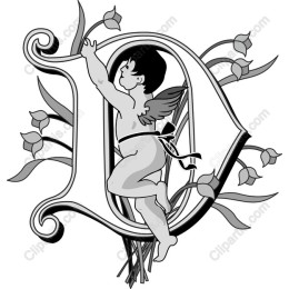 Cherub Climbing Letter D