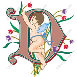 Cupid with Floral Initial