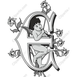 Whimsical Cherub in Letter C