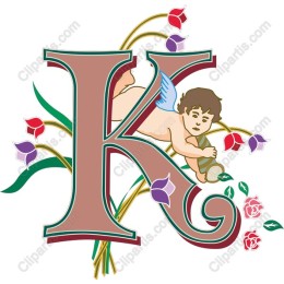 Cherub and Floral Letter K