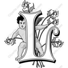 Ornate Letter L Cherub