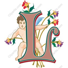 Whimsical Cherub and Floral Letter L