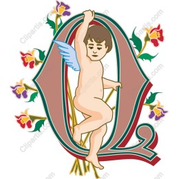 Cherub and Floral Letter Q