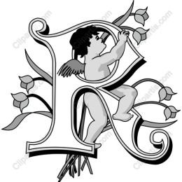 Cherub with Floral Letter R