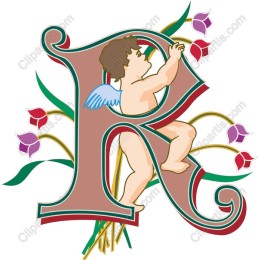 Floral Cherub Letter R