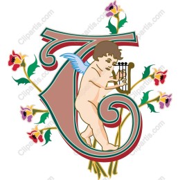 Whimsical Cherub with Lyre in