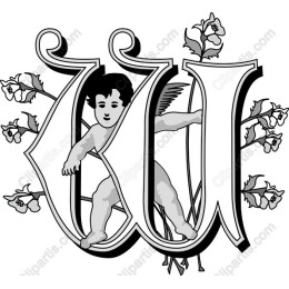 Whimsical Cherub Letter W