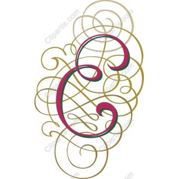 Elegant C Letter with Swirling Flourishes
