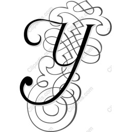 Elegant Ornate Letter Y with Musical Flourishes