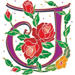 Elegant Floral Letter J with Roses