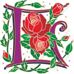 Elegant Floral Letter E with Roses