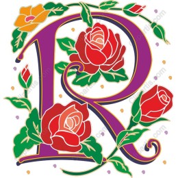 Elegant Ornate Letter R with Roses
