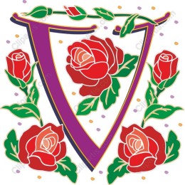 Vibrant Roses & Letter V Floral