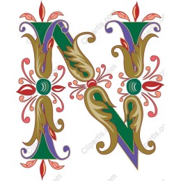 Ornate Letter N Floral