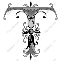 Ornate Black and White Letter T