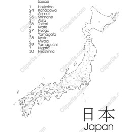 Minimalist Japan Map with Provinces - able