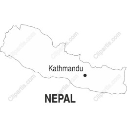 Nepal Outline Map with Kathmandu