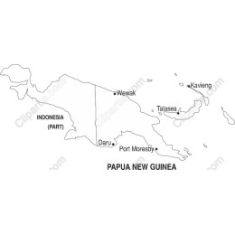 Papua New Guinea Detailed Outline Map