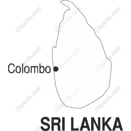 Sri Lanka Map Outline with Colombo Marker