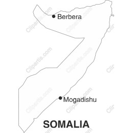 Somalia Map with Major Cities - Berbera & Mogadishu