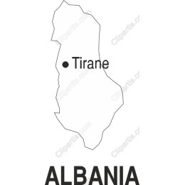 Albania Map - Outline with Tirane Pinpoint