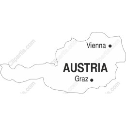 Austria Outline Map with Key Cities
