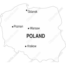 Modern Map of Poland with City Markers
