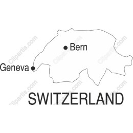 Switzerland Map - Geneva and Bern Outline