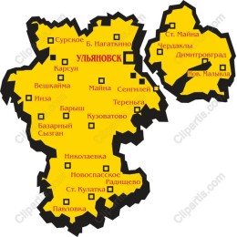Ulyanovsk Region Detailed Map - Yellow & Black
