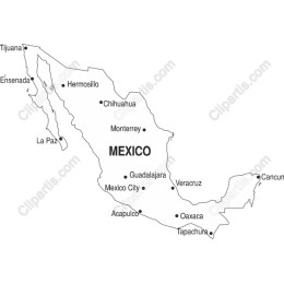 Map of Mexico - Outline in