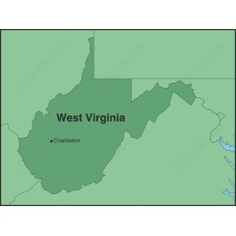 West Virginia Map with Charleston Highlight