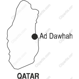 Qatar Outline Map with Ad Dawhah Marker
