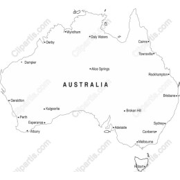 Black and White Australia Map