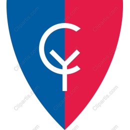 Blue and Red Shield with Minimalist Symbol