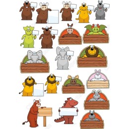 Animal Clipart Bundle - Cartoon Animals with Customizable Signs