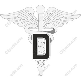 Caduceus Health Symbol with Letter D