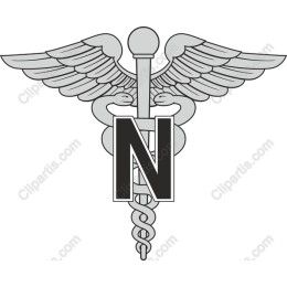 Caduceus with N - Healthcare Symbol