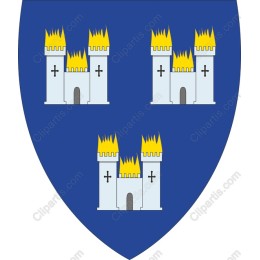 Heraldic Shield with Flaming Castles