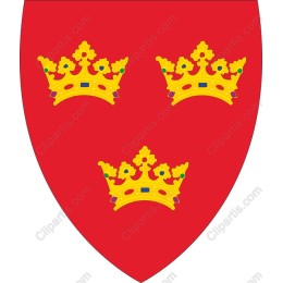 Royal Heraldic Shield with Golden Crowns