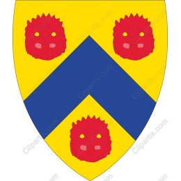Heraldic Shield with Red Lions and Blue Chevron