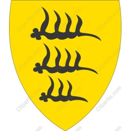 Yellow Heraldic Shield with Three Black Figures