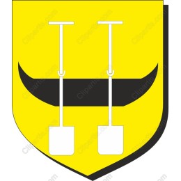 Yellow Heraldic Shield with Shovels