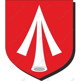 Red Shield Emblem with White Motifs