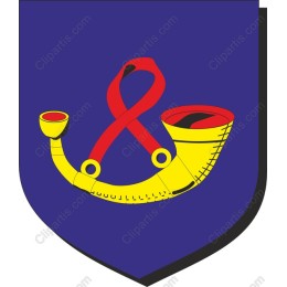 Heraldic Crest with Horn and Ribbon