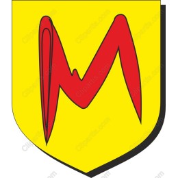 Dynamic Yellow Shield Emblem with Red Letter M
