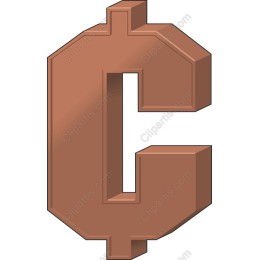 3D Copper Dollar Sign