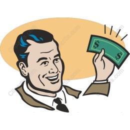 Cheerful Businessman Holding Dollar Bill